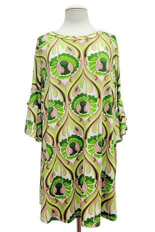 21 PSS {Trendy Effect} Lime Green Print Top EXTENDED PLUS SIZE 4X 5X 6X (Size Up 1 Size)