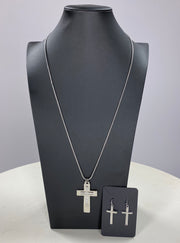 NECKLACE SET {About The Cross} Silver Necklace & Earring Set
