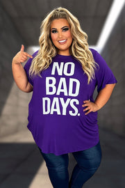 99 or 98 GT-Y {No Bad Days} Purple Graphic Tee CURVY BRAND!!!  EXTENDED PLUS SIZE XL 2X 3X 4X 5X 6X