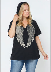 28 HD {Ready To Fly} VOCAL Black Angel Wing Hoodie PLUS SIZE XL 2X 3X