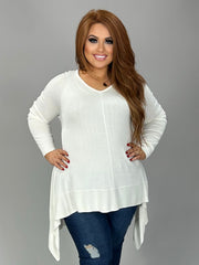 SQ-D {Talk To Me} Ivory Asymmetrical V-Neck Tunic