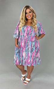 61 PQ-C [Southern Social} Pink Printed Babydoll Dress