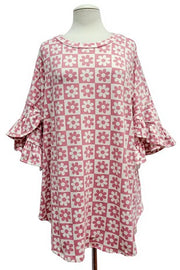 64 PSS {Daisies For You} Pink Daisy Print Top EXTENDED PLUS SIZE 4X 5X 6X