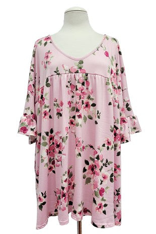 24 PSS {Adorable Darling} Pink Floral V-Neck Top EXTENDED PLUS SIZE 4X 5X 6X