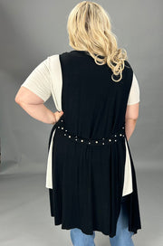 37 OT {Treasure Trove} VOCAL Black Vest w/Pearls PLUS SIZE XL 2X 3X