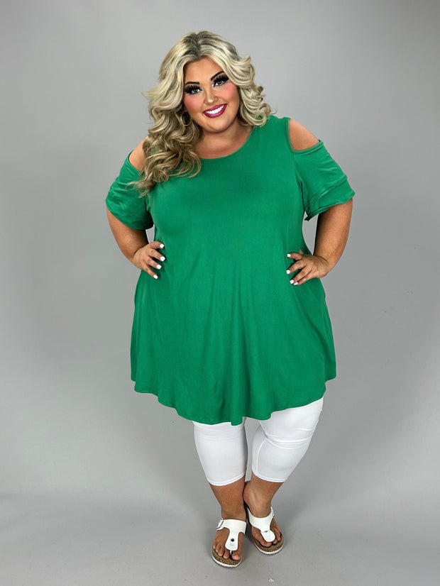 12 OS {Clearing The Air} Green Cold Shoulder Tunic CURVY BRAND!!!   EXTENDED PLUS SIZE 4X 5X 6X