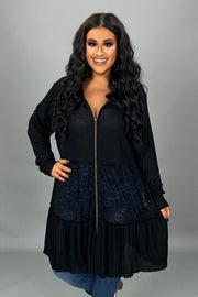 47 OT {Be That Girl} VOCAL Black Waffle Knit & Lace Hoodie PLUS SIZE 1X 2X 3X