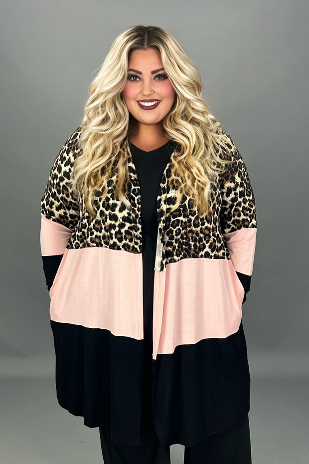 28 OT {Cabin Fever} Leopard/Pink/Black Cardigan CURVY BRAND!!!  EXTENDED PLUS SIZE 3X 4X 5X 6X