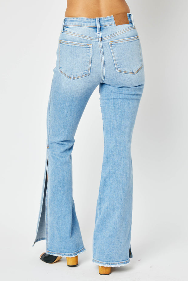 BT-O {YMI} Light Blue Distressed High Rise Flare Jeans PLUS SIZE