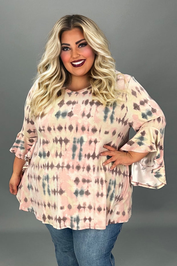 25 PQ {My Heart Beats For You} Pink Tie Dye V-Neck Top EXTENDED PLUS SIZE 4X 5X 6X