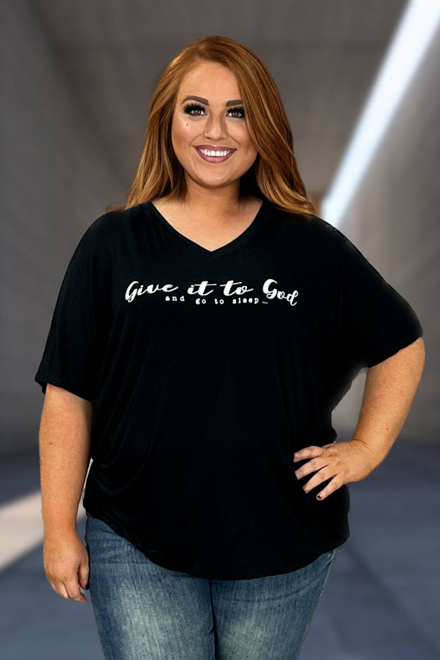 19 OR 18 GT-A {Give It To God} SALE!! Black V-Neck Graphic Tee PLUS SIZE 1X 2X 3X