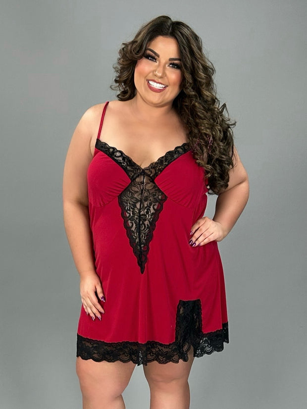99 SV-F {Perfectly Perfect} Red/Black Lace Trim Lingerie CURVY BRAND!!EXTENDED PLUS SIZE 1X 2X 3X 4X 5X 6X