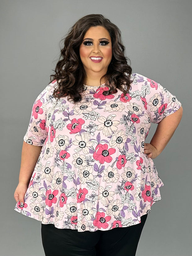 34 PSS {Totally Darling} Pink Floral Tunic EXTENDED PLUS SIZE 4X 5X 6X