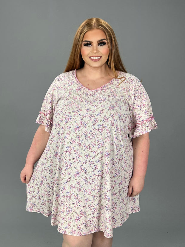 72 PSS-V {Easy To Love} Blush Pink Soft Floral Dress Plus Size 1X 2X 3X