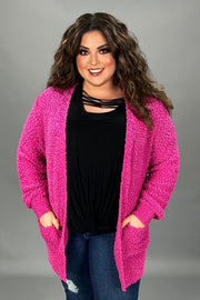 12 OT {Off To Explore} Neon Hot Pink Sweater w/Pockets PLUS SIZE 1X 2X 3X
