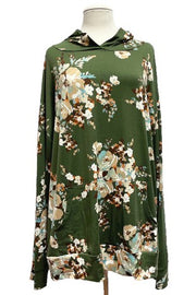 30 HD {Gone To The Show} Olive Floral Hoodie EXTENDED PLUS SIZE 3X 4X 5X