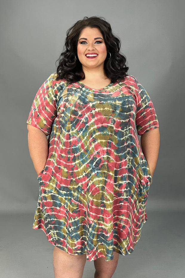 76 PSS-O {Always Working} Multi-Color Tie Dye Dress EXTENDED PLUS SIZE 3X 4X 5X