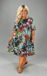 52 PSS-J {Discover The New You} Mint Floral Dress w/Pockets EXTENDED PLUS SIZE 3X 4X 5X