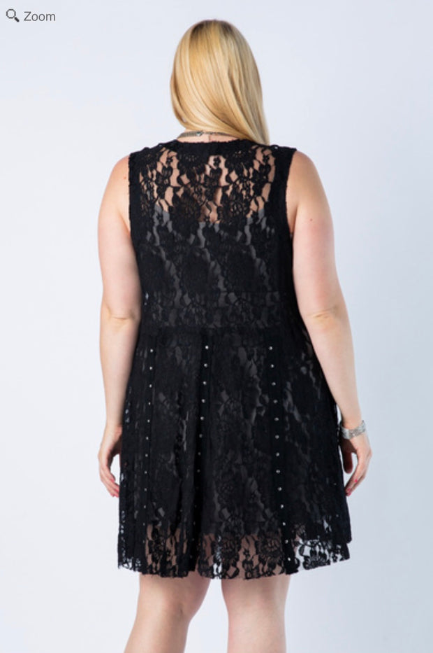 49 OT {Creating Romance} VOCAL Black Lace Vest PLUS SIZE XL 2X 3X