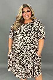 79 PSS-D {Need A Distraction} Beige Animal Print Dress EXTENDED PLUS SIZE 3X 4X 5X