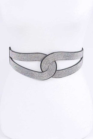 BELTS {Skylight} Black Rhinestone Elastic Belt