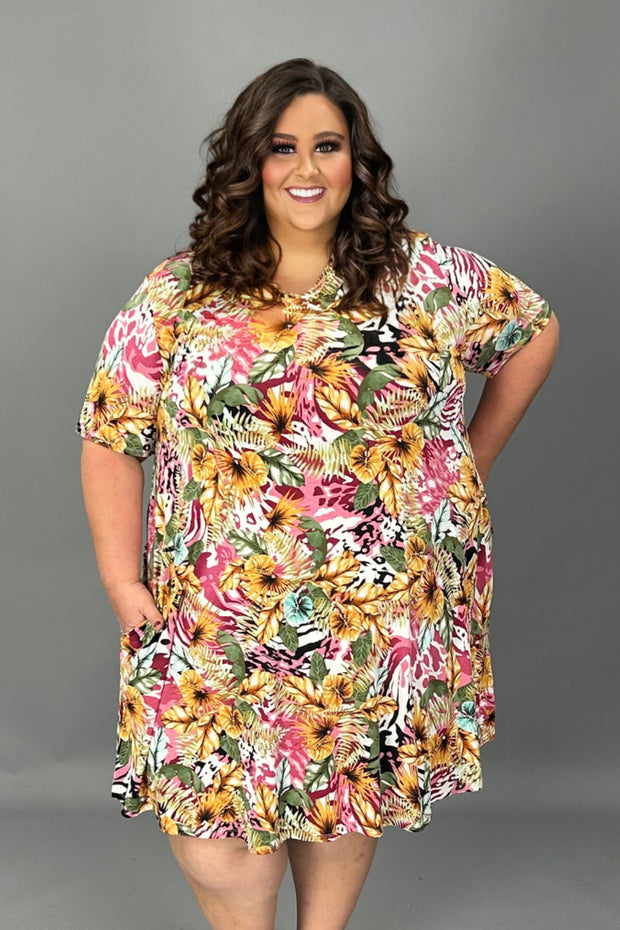 70 PSS-B {Final Thoughts} Multi-Color Print V-Neck Dress EXTENDED PLUS SIZE 3X 4X 5X