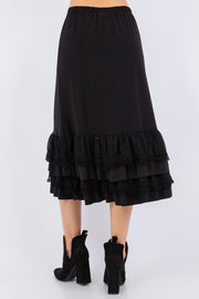 BT-I {Dare To Dream} Black Lace Ruffle Hem Skirt PLUS SIZE XL 1X 2X 3X