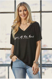 19 OR 18 GT-A {Give It To God} SALE!! Black V-Neck Graphic Tee PLUS SIZE 1X 2X 3X