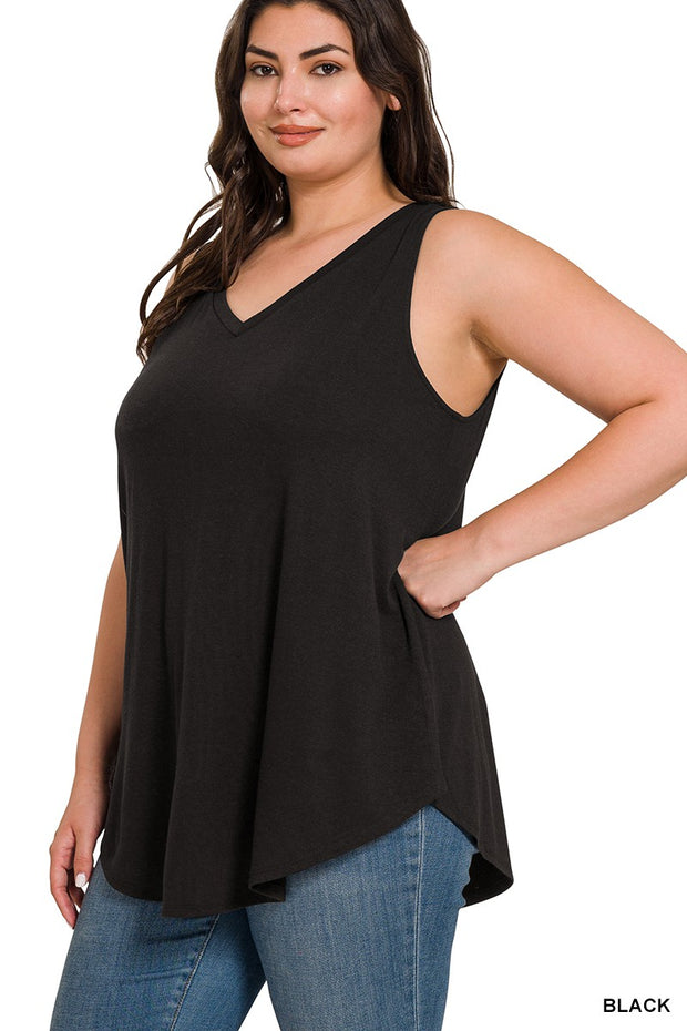 TANK {Basically Effortless} Black V-Neck Sleeveless Tank  PLUS SIZE 1X 2X 3X