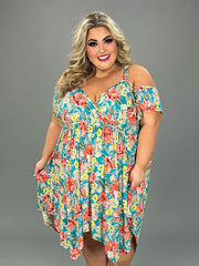 76 OS-A {Too Good To Me} Mint Floral V-Neck Dress CURVY BRAND!!!  EXTENDED PLUS SIZE 1X 2X 3X 4X 5X 6X