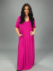 LD-P {Evolving Love} MAGENTA V-Neck Maxi Dress PLUS SIZE 1X 2X 3X