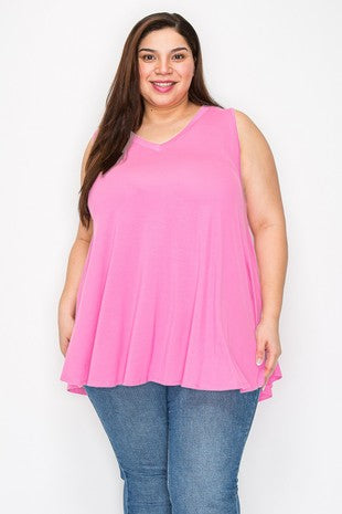100 SV {Bubblegum Wishes} Pink Sleeveless V-Neck Top EXTENDED PLUS SIZE 4X 5X 6X