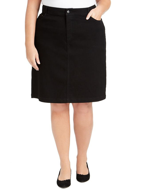 BT-C  M-109   {Charter Club} Black Denim Pencil Skirt Retail $64.50 EXTENDED PLUS SIZE 26W