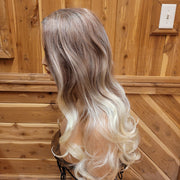 {Celeste} Burgundy Mix Blonde End  Long Curl Wig