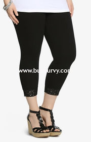 #50-X &lw Black Capri Leggings With Lace Hem (1X2X3X) 1X Bottoms