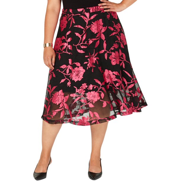 BT-A  M-109 {Alfani} Black/Fuchsia Skirt RETAIL $89.50 PLUS SIZE 14W 22W 24W