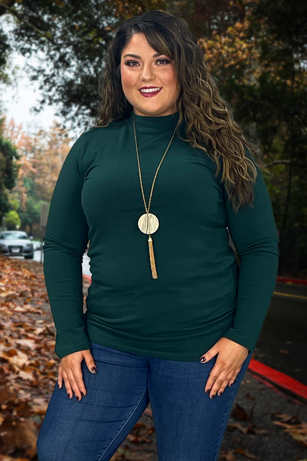 12 OR 56 SLS-C {Admiring Style} Hunter Green High Neck Top SALE!!!  PLUS SIZE 1X 2X 3X