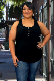 60 SV-P  {Can You Feel It} Black Ribbed Tank Top PLUS SIZE 1X 2X 3X