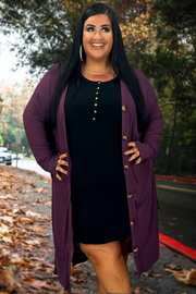 25 OT-S {Close To You} Eggplant Ribbed Button Up Duster SALE!!!  PLUS SIZE 1X 2X 3X