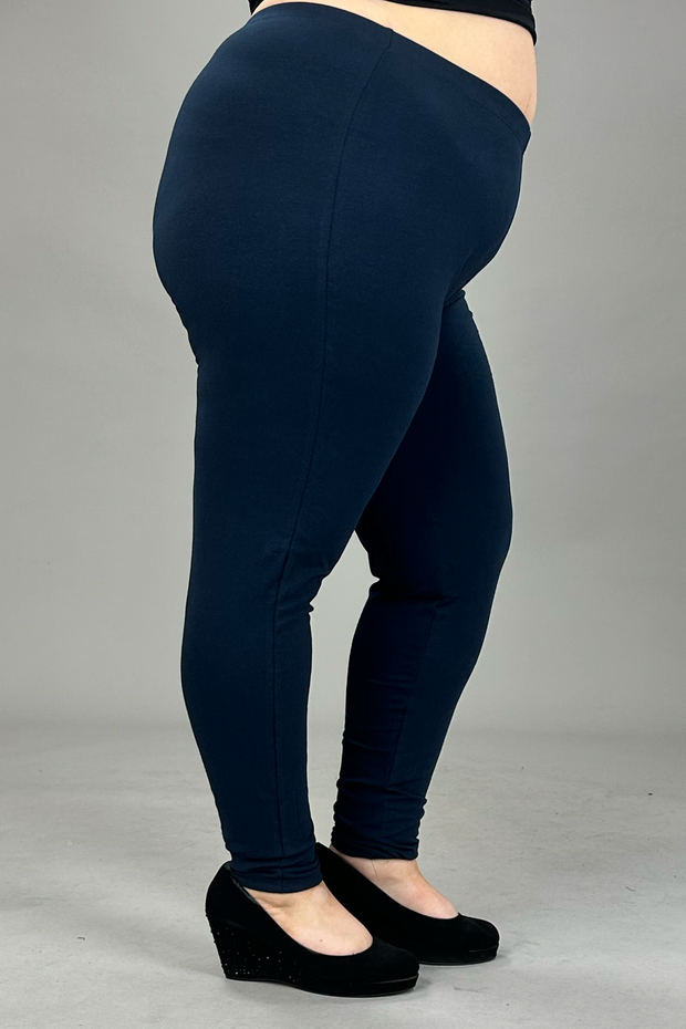 LEG-U {Embrace Change} Midnight Navy Cotton Full Length Leggings PLUS –  Curvy Boutique Plus Size Clothing