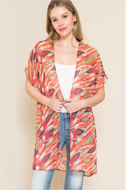 63 OT-E {Fashionista} Multi Print Sheer Kimono PLUS SIZE XL 2X 3X