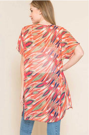 63 OT-E {Fashionista} Multi Print Sheer Kimono PLUS SIZE XL 2X 3X