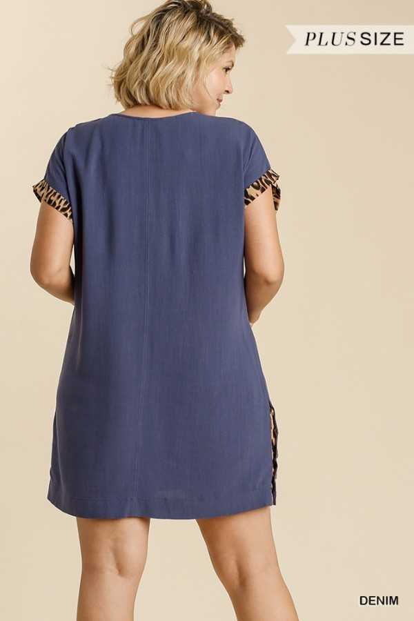 63 CP-B {Too Purrfect} UMGEE Navy Dress Leopard Pocket PLUS SIZE L 1X 2X 1X 63 CP-B {Too Purrfect} UMGEE Navy Dress Leopard Pocket PLUS SIZE L 1X 2X 1X