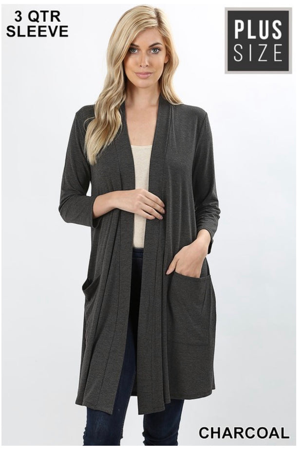 {FREE FALLING} CHARCOAL SLOUCHY***SALE*** POCKET CARDIGAN
