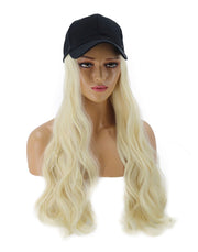 {Charlotte} Bright Blonde Curl Baseball Hat Wig