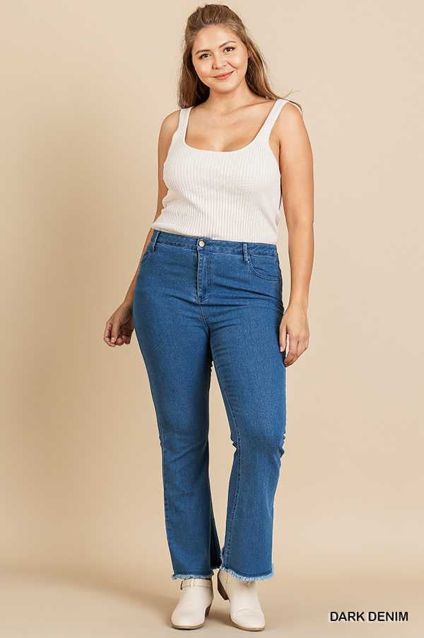 BT-H "UMGEE" {Cure My Blues} Flare Jeans with Raw Hem PLUS SIZE