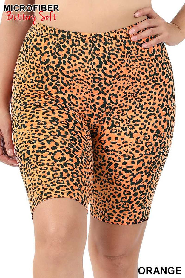 LEG-65  {Wild Card} Orange Cheetah Print Biker Shorts