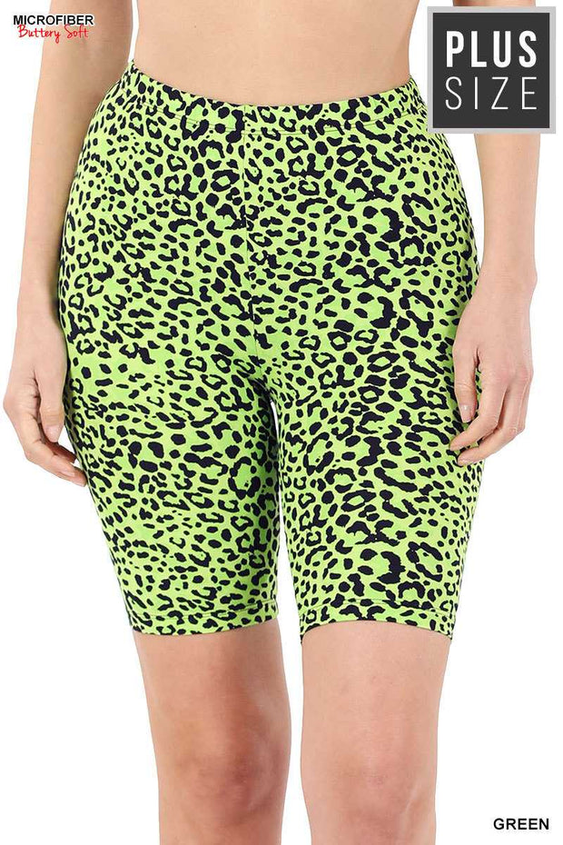 BT-99 {Wild Card} Green Cheetah Print Biker Shorts