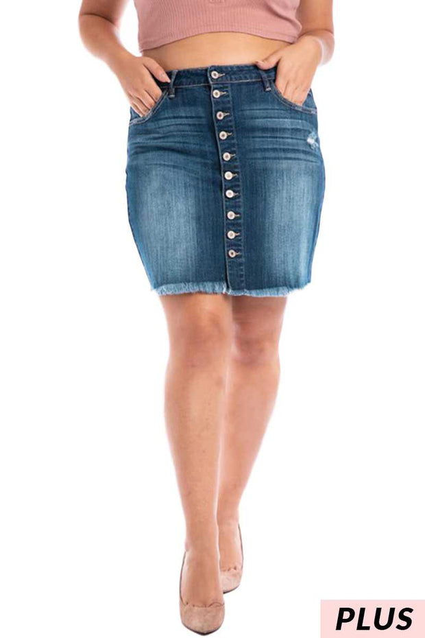 BT-B  {Prove Them Wrong} Denim Button Front Skirt PLUS SIZE 1X 2X 3X