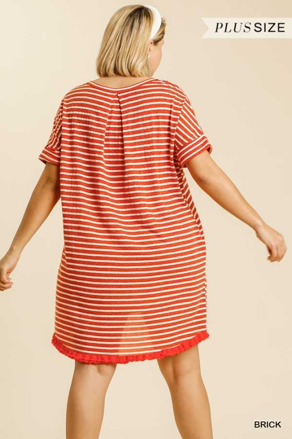 65 PSS-J {Lookin' Good} "UMGEE" Striped Hi-Lo Dress PLUS SIZE XL 1XL 2XL  SALE!!!!